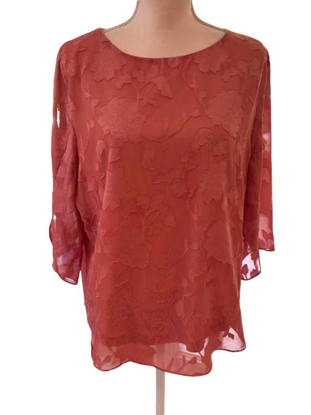 GRACE KARIN Floral Dusty Rose Textured Blouse Top